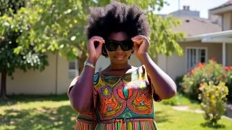 AI Video from prompt: Une femme afro avec une robe traditionnelle qui 