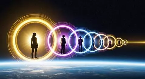 AI Video from prompt: "Wide shot of nine human figures positioned with
