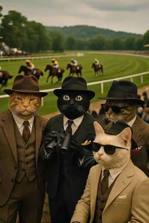 AI Video from prompt: Rien,interactuan,caballos en pista en movimiento