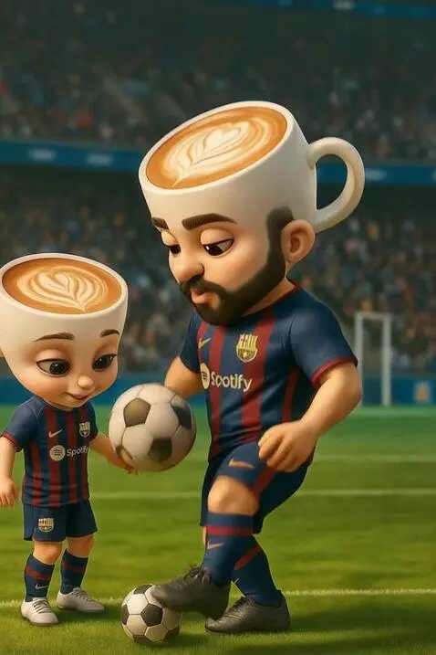 AI Video from prompt: father teaches son how to mint a ball