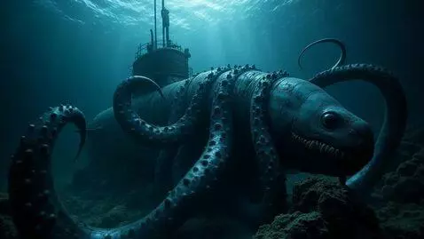 AI Video from prompt: A deep-sea scene in the murky depths of the ocea