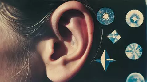 AI Video from prompt: Extreme macro shot of human ear, camera spirals 