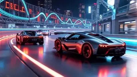 AI Video from prompt: Spectacular races of futuristic cars on a specia