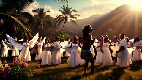 AI Video from prompt: Angels singing hallelujah with a Rastafarian dan