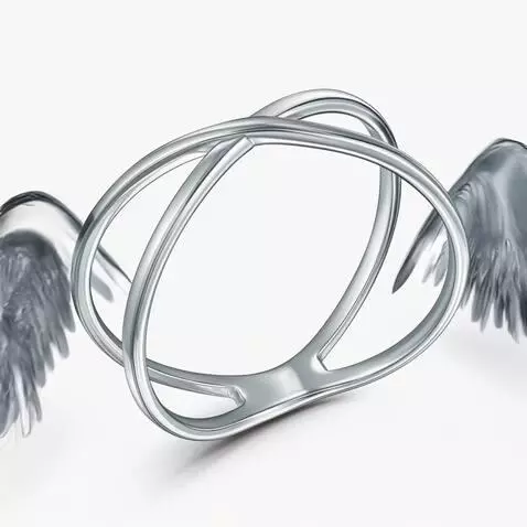 AI Video from prompt: From a jewelry ring grow smooth metallic wings, 
