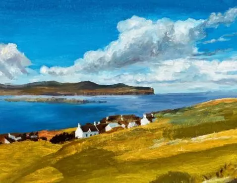 AI Video from prompt: from this picture of the isles of skye  move for