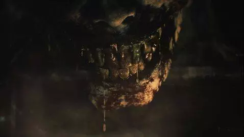 AI Video from prompt: A nasty smile. Saliva is dripping.