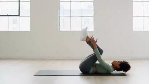 AI Video from prompt: fall on your back and lift your legs up, spreadi