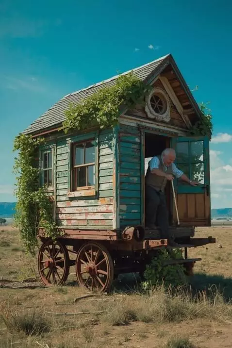 AI Video from prompt: It's a bright, sunny day. The door of a colorful