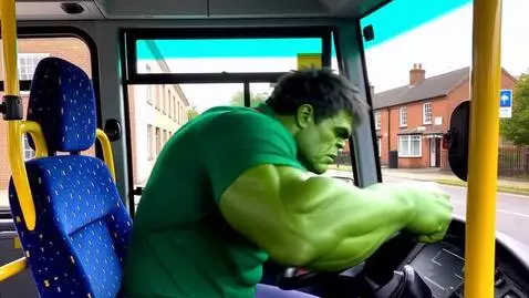 AI Video from prompt: Why Hulk as a bus conductor works so well What h