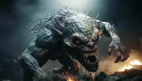 AI Video from prompt: The monster tears apart.