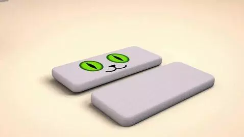 AI Video from prompt: s and the gray cat paw places 2 gray rentangles 