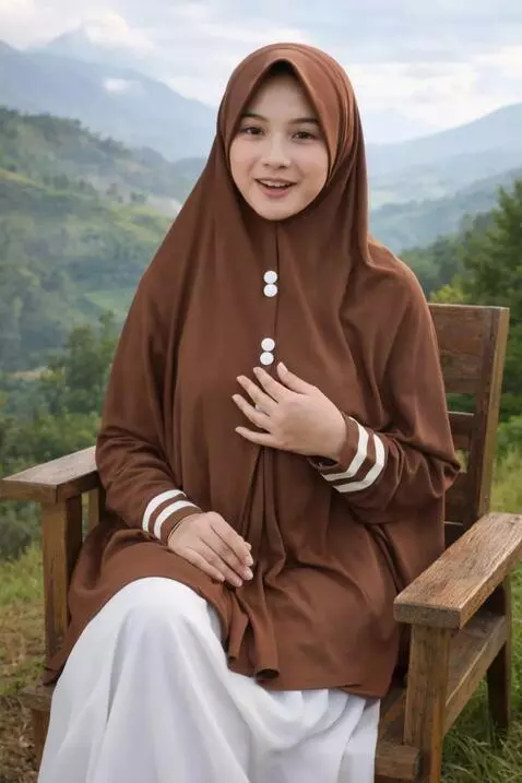 AI Video from prompt: A woman appears happy while promoting the hijab 