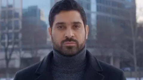 AI Video from prompt: a man looks straight then to the left then to th