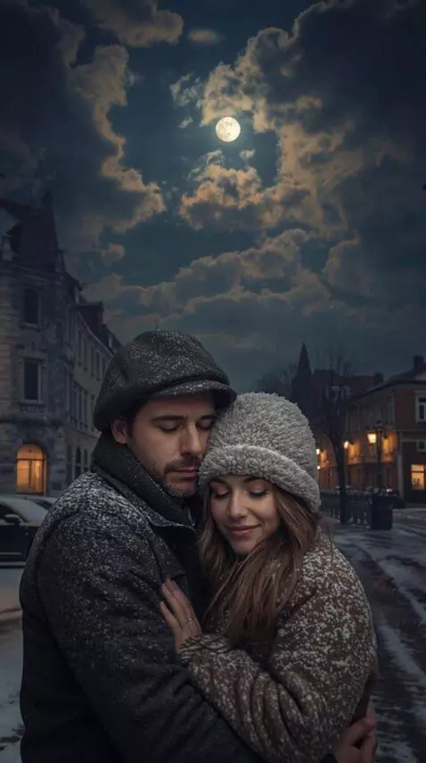 AI Video from prompt: A man kisses a woman. **The camera quickly pulls