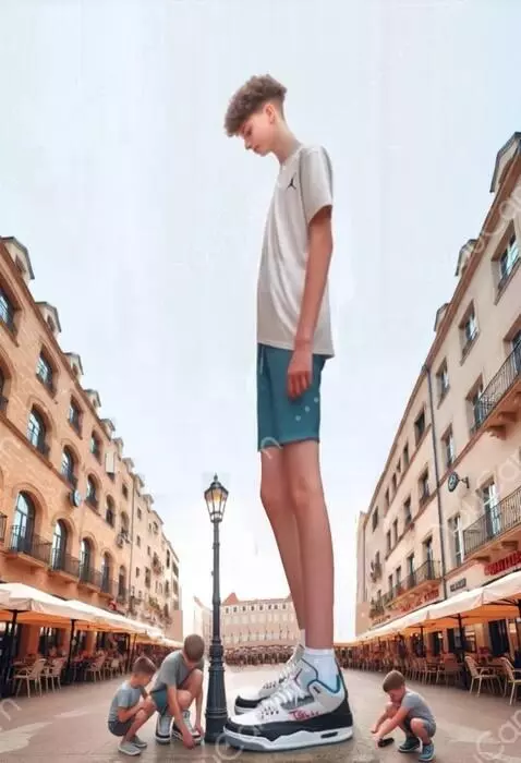 AI Video from prompt: The tallest boy move with your feet and look dow