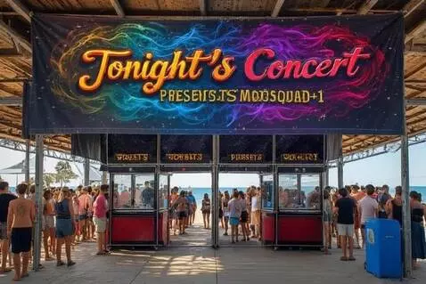 AI Video from prompt: The letters "Tonight's Concert" Blinking off and