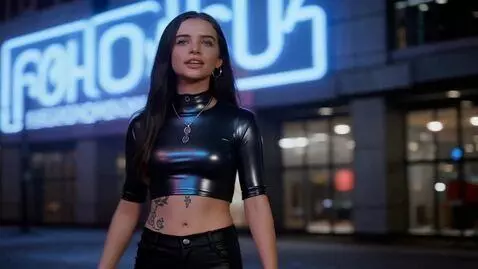 AI Video from prompt: Girl whose skin glows like metal signs jazz