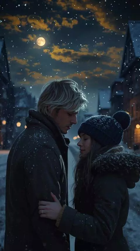 AI Video from prompt: A man kisses a woman and they turn and slowly wa