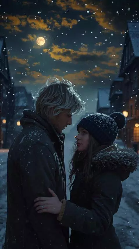 AI Video from prompt: A man kisses a woman, and they turn and slowly w