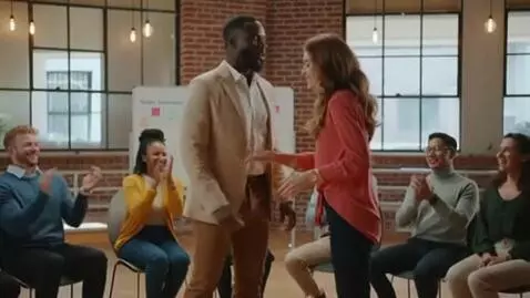 AI Video from prompt: Sales training, a very lively and warm atmospher