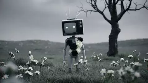 AI Video from prompt: a sticman with black and white fowers with the p