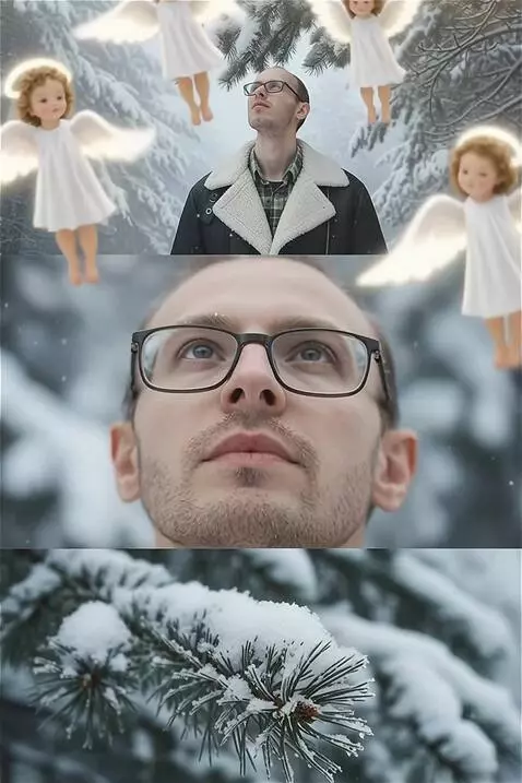 AI Video from prompt: White, beautiful, shining little angels come dow