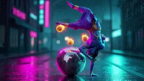 AI Video from prompt: Krishna juggling flaming butter balls while brea