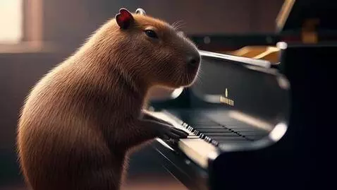 AI Video from prompt: Capybara playing piano. The art style is 3d and 