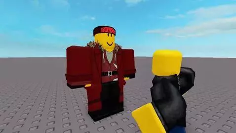 AI Video from prompt: an roblox player is playing but then get punched