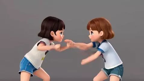 AI Video from prompt: Tow cute gril fighting each other hear and a gri