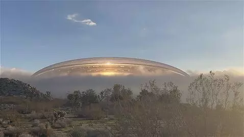 AI Video from prompt: An immense spacecraft appears in the clouds behi