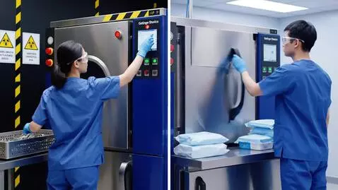 AI Video from prompt: A professional split-screen video showing the op