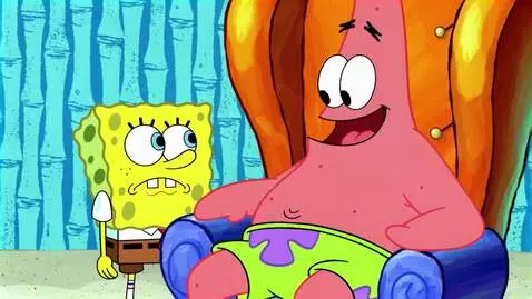 AI Video from prompt: Patrick asks SpongeBob to order a pizza. Patrick