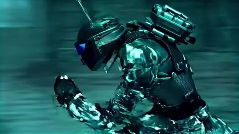 AI Video from prompt: An anthropomorphic police robot made of black ca