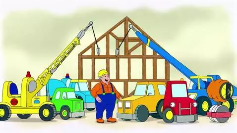 AI Video from prompt: Bob the Builder builds a house with Scoop, Lofty