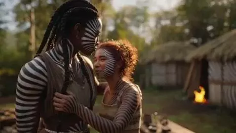 AI Video from prompt: Tattooed Girls from the Zebra Tribe. The girls l