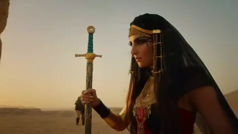 AI Video from prompt: create a cinema style image of Ishtar in ancient