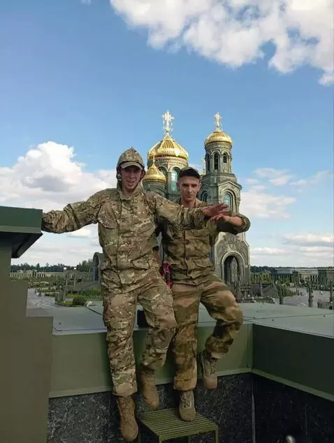 AI Video from prompt: A vintage photo of two men from Dagestan comes t