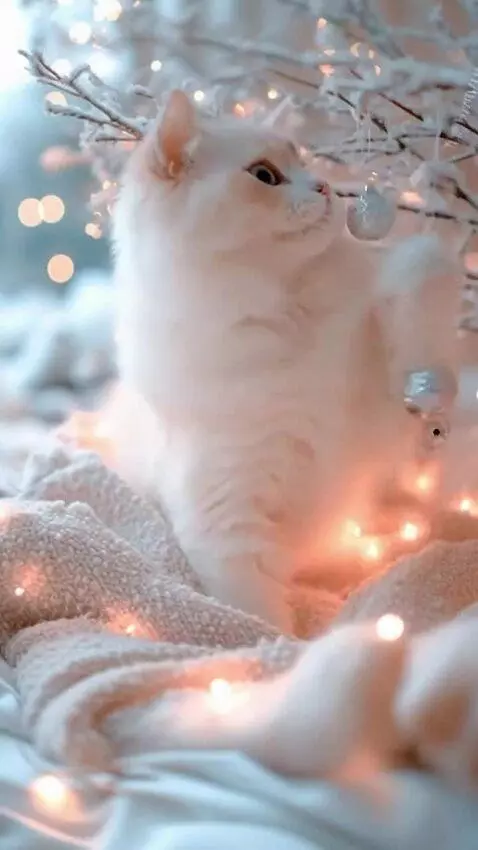 AI Video from prompt: the cat is standing up and touching the branch o