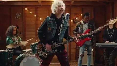 AI Video from prompt: A group of young kids with a punk aesthetic play