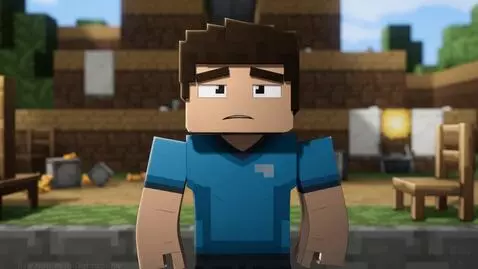 AI Video from prompt: Video theme: "Roblox" 0–1 sec: Character stands 