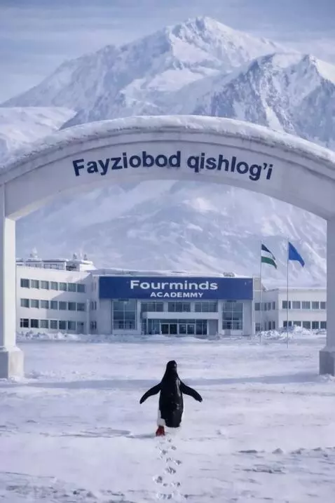 AI Video from prompt: A realistic penguin walking forward through the 