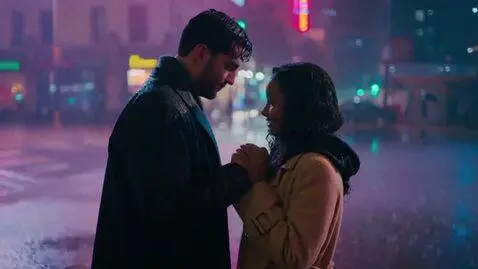 AI Video from prompt: Cinematic 360-degree orbit shot of a young coupl