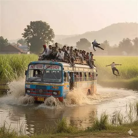 AI Video from prompt: Bus racing and hill