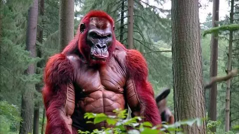 AI Video from prompt: In slow motion, the camera tracks a giant red go