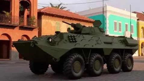 AI Video from prompt: “Ultra‑realistic render of a BTR‑82A armored per