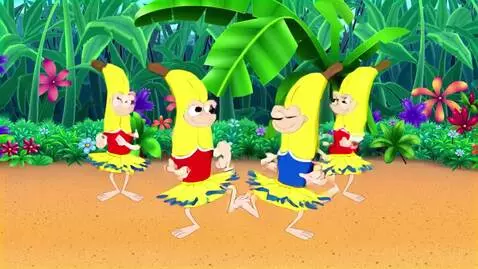 AI Video from prompt: Bananas in cheerleader costumes dancing to monke