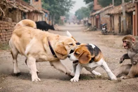 AI Video from prompt: Dogs fight is my video