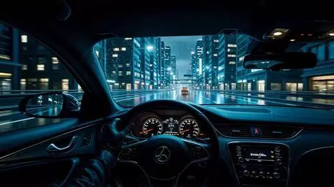 AI Video from prompt: POV shot from the interior of a luxury car drivi